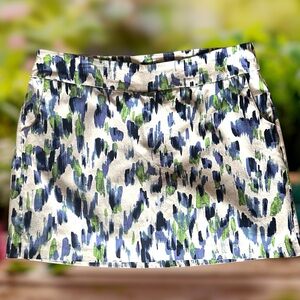 18W tummy control watercolor Blue Green Mini pull on Pencil Skort